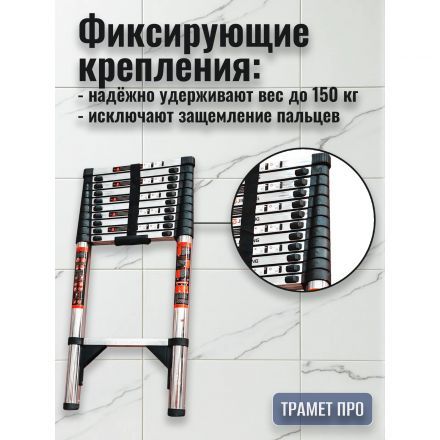 Лестница телескопическая 3,9 метра (нержавейка)