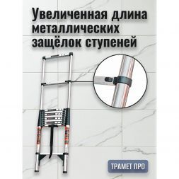 Лестница телескопическая 3,9 метра (нержавейка)