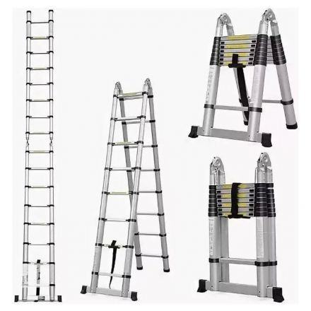 Лестница алюминиевая телескопическая 4,2 м (2,1+2,1) TraMet TR5042