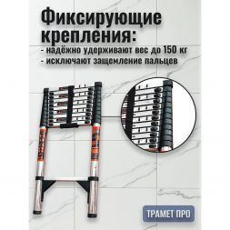 Лестница телескопическая 3,1 метра (нержавейка)