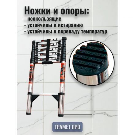 Лестница телескопическая 4,3 метра (нержавейка)