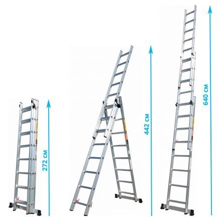 Лестница алюминиевая 3-секционная 6,4 м (3х10) TraMet TR310